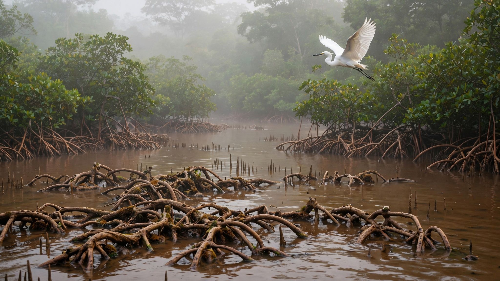 Visualisation : Mangrove à marée basse