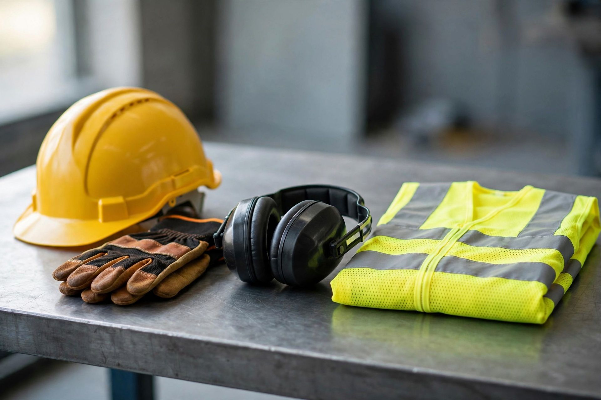 Visualisation: Personal protective equipment: helmet, gloves, ear defenders and vest